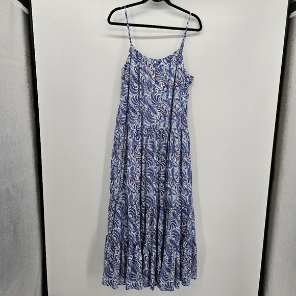 J.Crew Tiered cotton voile shift dress in purple paisley, women's large new! - Picture 3 of 8